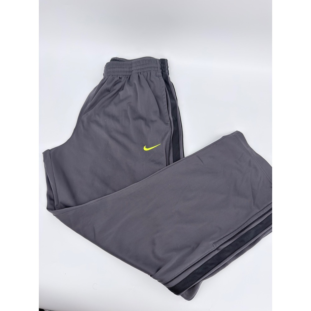 Nike Track Pants Basketball Y2K Men Large Gray Neon Swoosh Side Stripe Ankle Zip